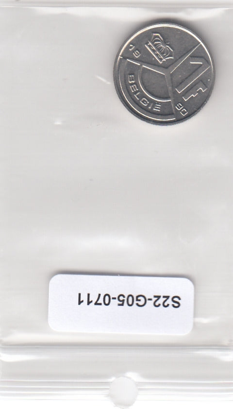 S22-G05-0711 Belgie 1 franc XF 1990 KM171  Vlaams