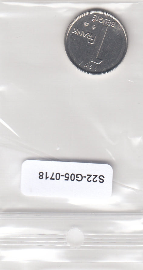 S22-G05-0718 Belgie 1 franc VF/XF 1997 KM188  Vlaams