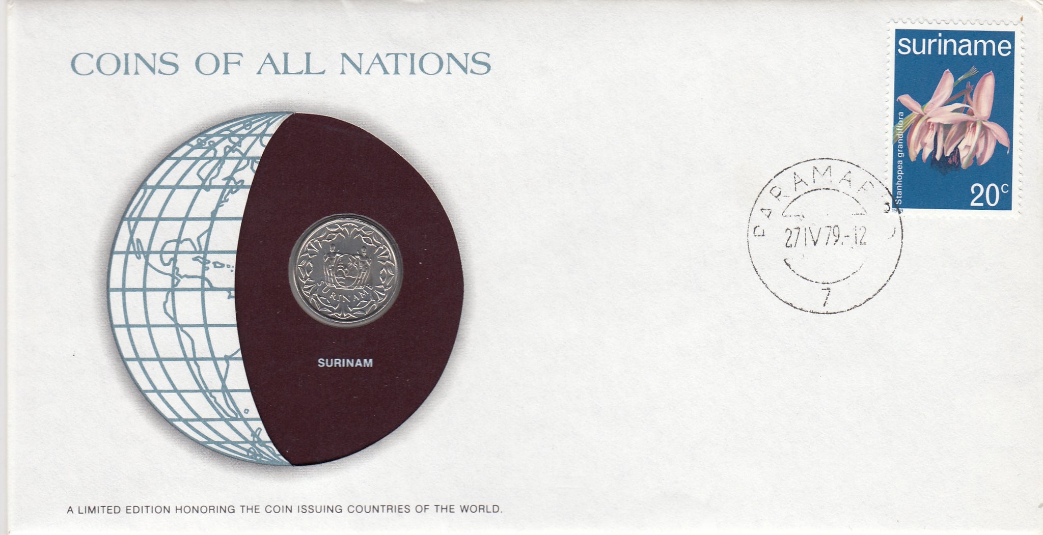 S22-G06-0005 Coins Of All Nations 25 cents  1976 KM14  Suriname
