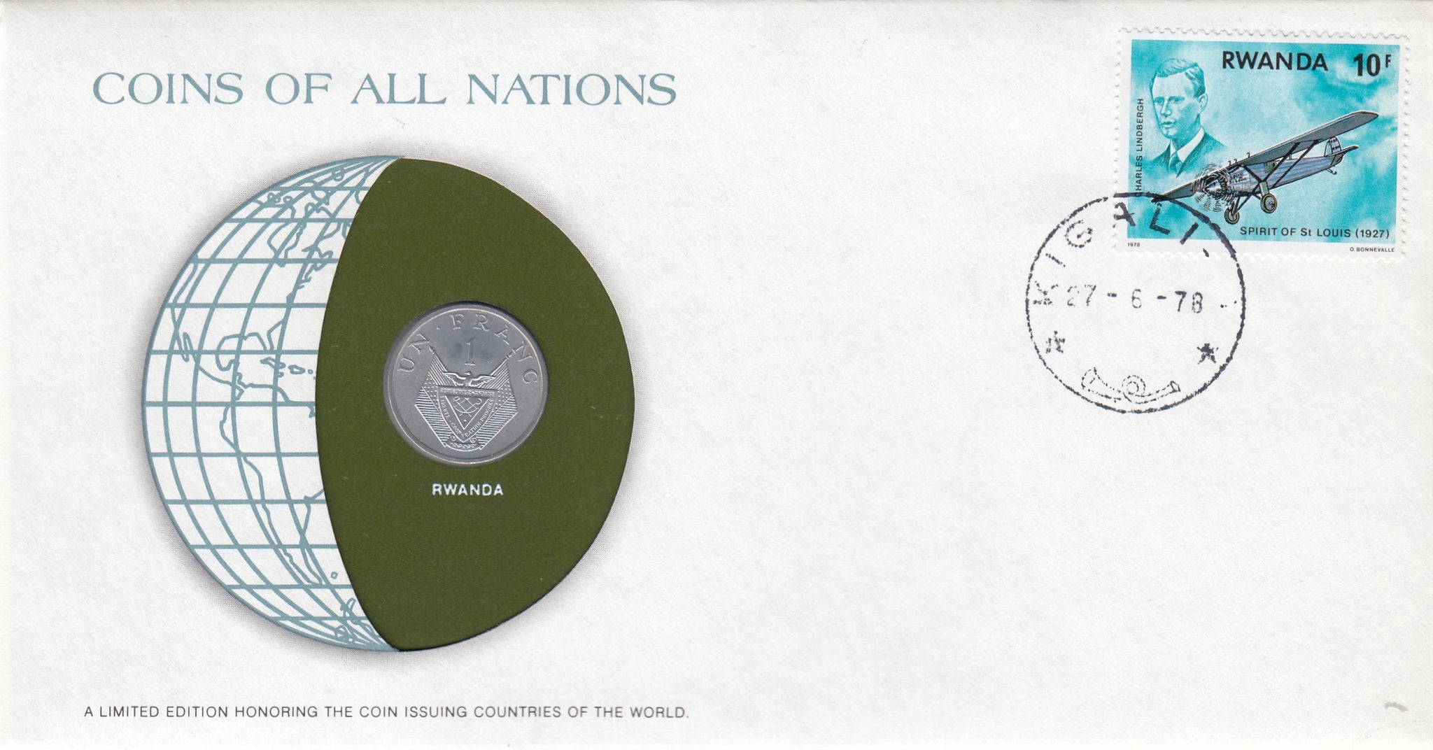 S22-G06-0023 Coins Of All Nations 1 franc  1977 KM12  Rwanda