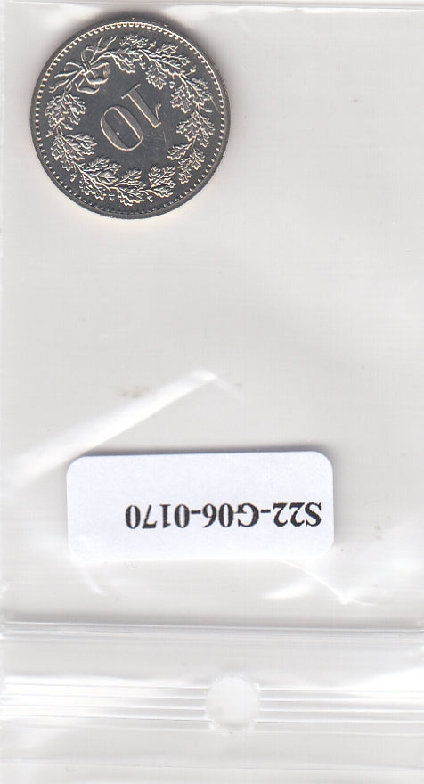 S22-G06-0170 Zwitserland 10 rappen MS63 1983 KM27