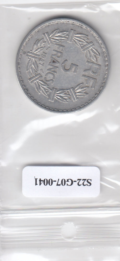 S22-G07-0041 France 5 franc VF 1947 KM886b B open 9