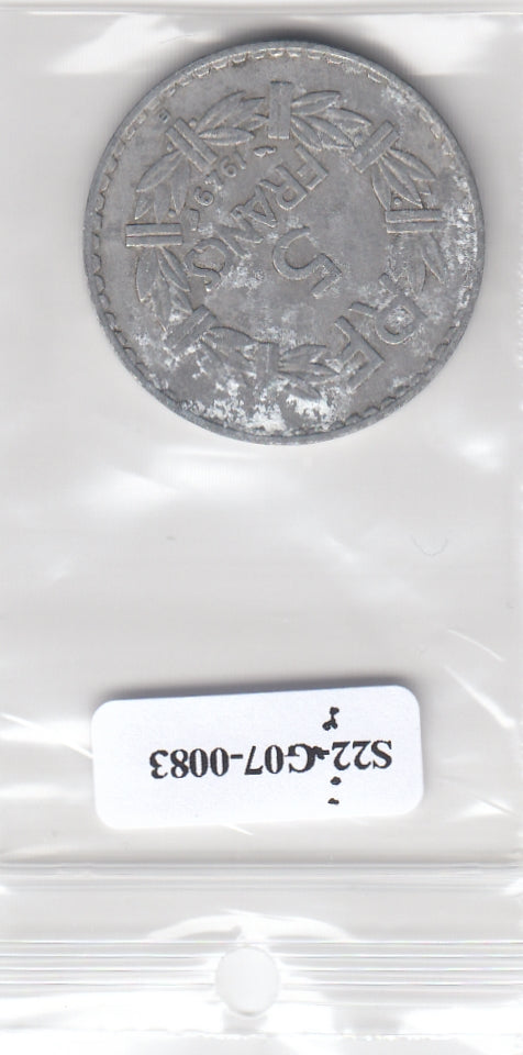 S22-G07-0083 France 5 franc FI/VF 1949 KM886b B open 9
