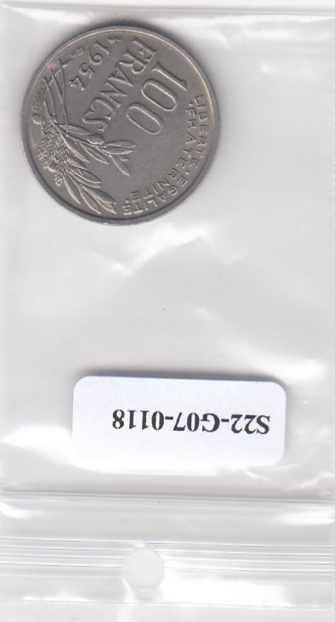 S22-G07-0118 France 100 franc XF 1954 KM919