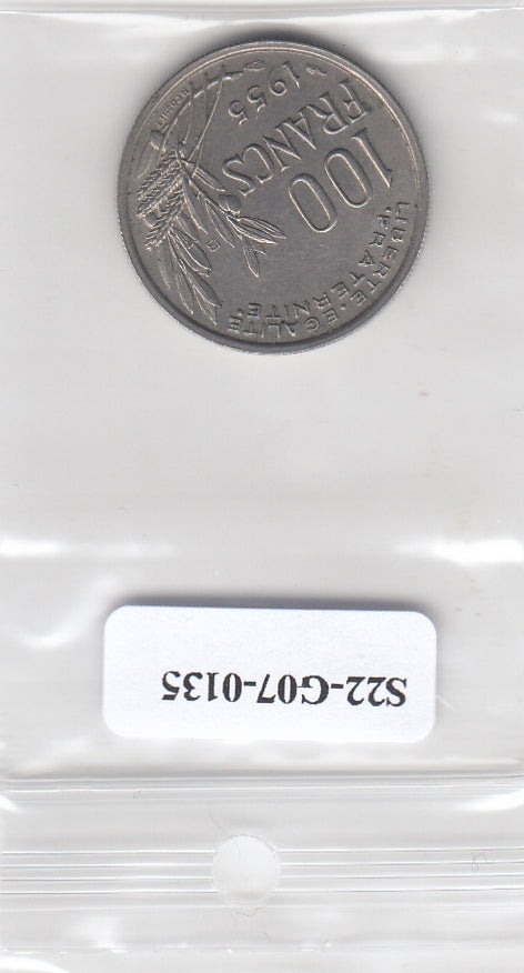 S22-G07-0135 France 100 franc XF 1955 KM919