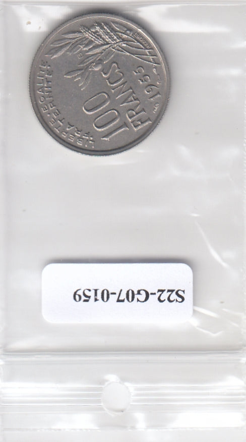S22-G07-0159 France 100 franc XF 1955 KM919 B
