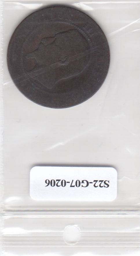 S22-G07-0206 France 10 centimes FI 1855 KM771 MA
