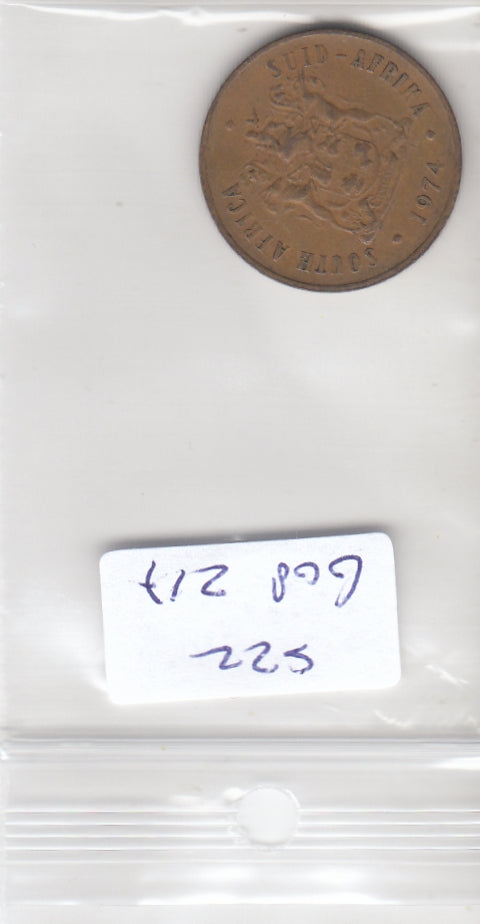 S22-G08-0217 South Africa 2 cent VF 1974 KM83