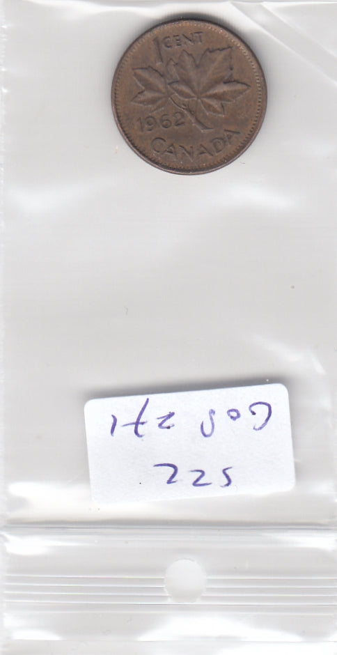 S22-G08-0271 Canada 1 cent VF 1962 KM49