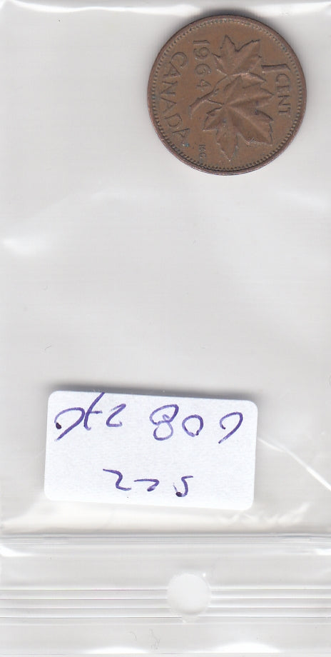 S22-G08-0276 Canada 1 cent VF 1964 KM49