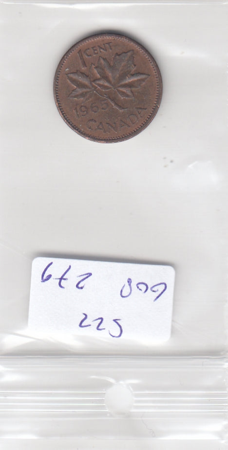 S22-G08-0279 Canada 1 cent VF 1965 KM59