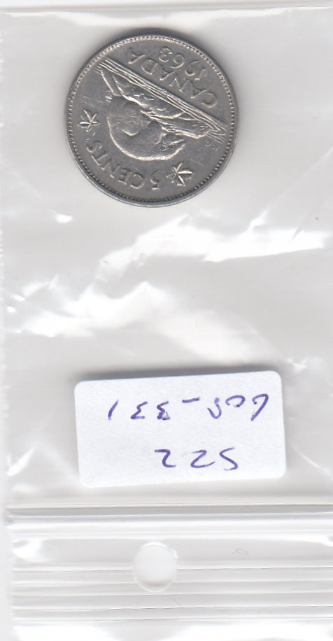 S22-G08-0331 Canada 5 cent VF 1963 KM57