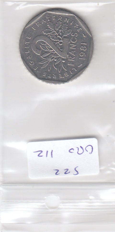 S22-GRO-0112 France 2 franc 1981  VF KM942.2