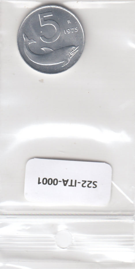 S22-ITA-0001-M85 Italy 5 lire BU 1975 KM92