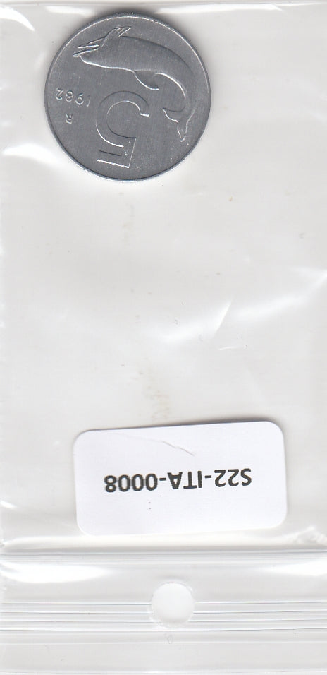 S22-ITA-0008-M88 Italy 5 lire UNC 1982 KM92