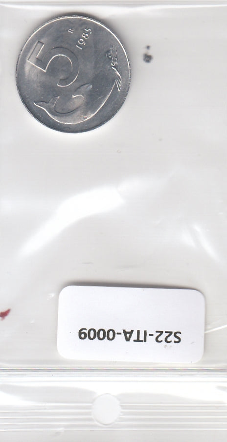 S22-ITA-0009-M89 Italy 5 lire UNC 1985 KM92