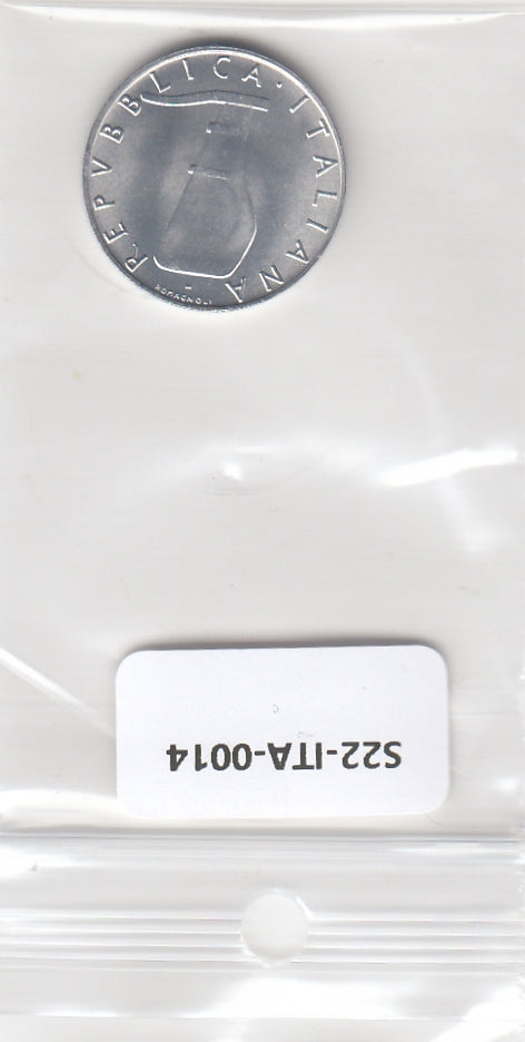S22-ITA-0013-M39 Italy 5 lire UNC 1992 KM92