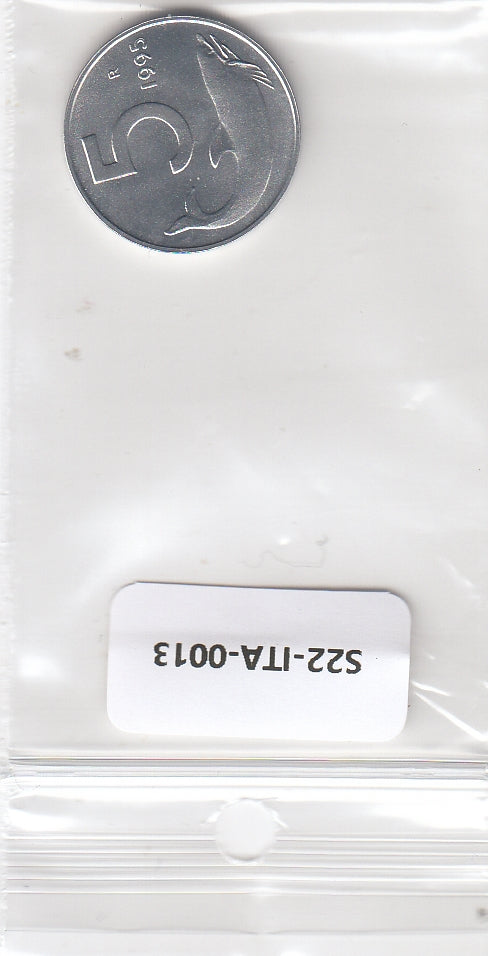 S22-ITA-0014-M29 Italy 5 lire UNC 1995 KM92
