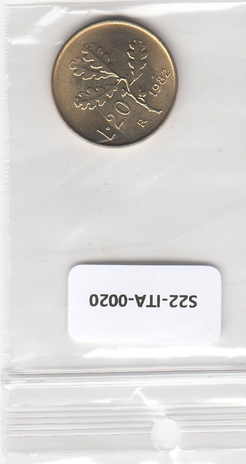 S22-ITA-0020-M42 Italië 20 lire UNC 1982 KM97