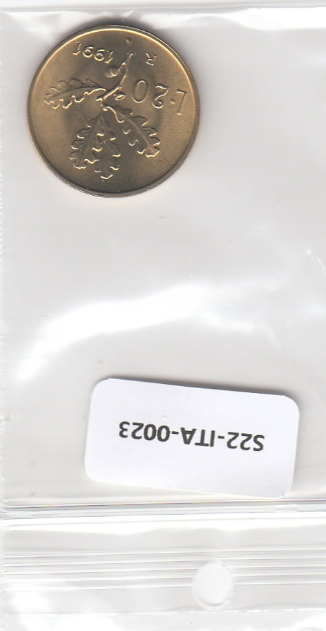 S22-ITA-0023-M40 Italy 20 lire UNC 1991 KM97