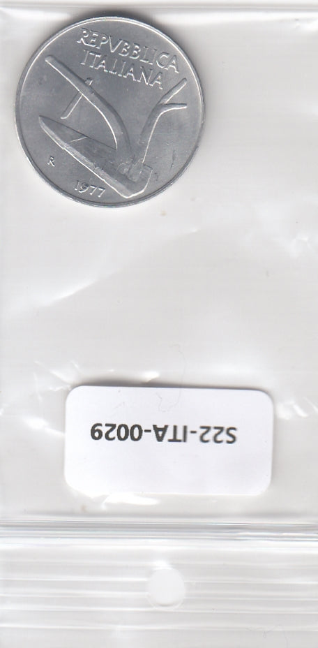 S22-ITA-0029-M93 Italy 10 lire UNC 1977 KM93