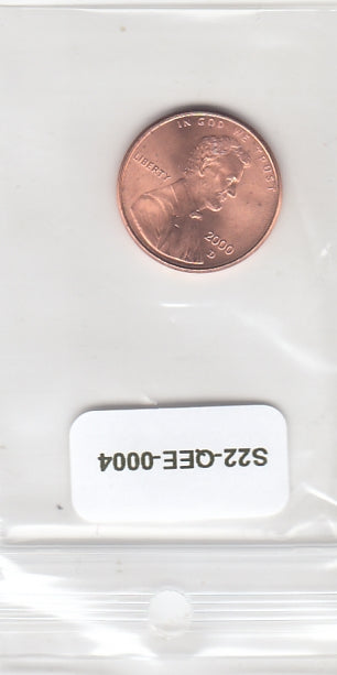 S22-QEE-0004-M43 United States 1 Cent UNC 2000 KM201a D