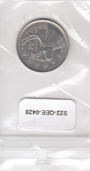 S22-QEE-0428 Canada 25 Cents VF 1968 KM62b