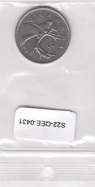 S22-QEE-0431 Canada 25 Cents VF 1974 KM62b