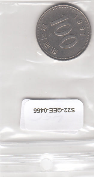 S22-QEE-0455 Korean South 100 Won VF 1991 KM35