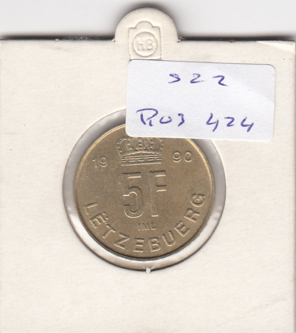 S22-R03-0424 Luxemburg 5 franc XF 1990 KM65