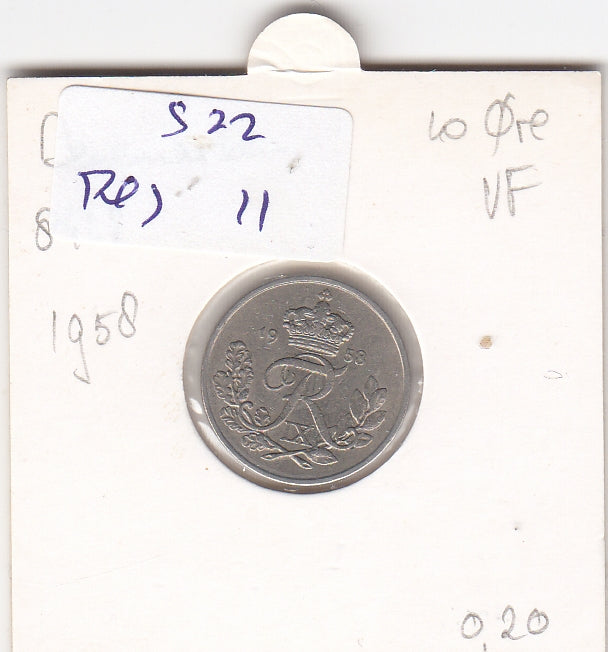 S22-RES-0011 Danmark 10 ore VF 1958 KM841