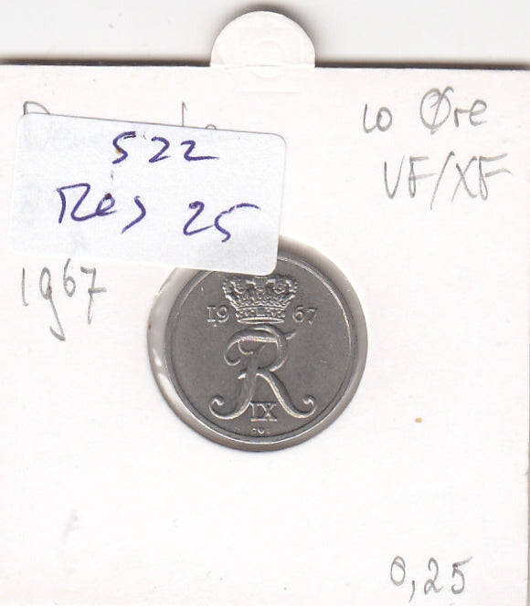 S22-RES-0025 Danmark 10 ore XF  1967 KM849