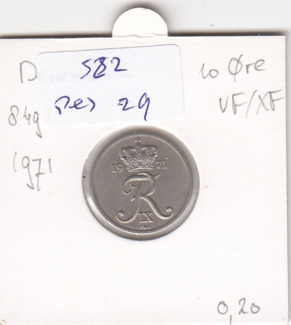 S22-RES-0029 Denemarken 10 ore VF 1971 KM849