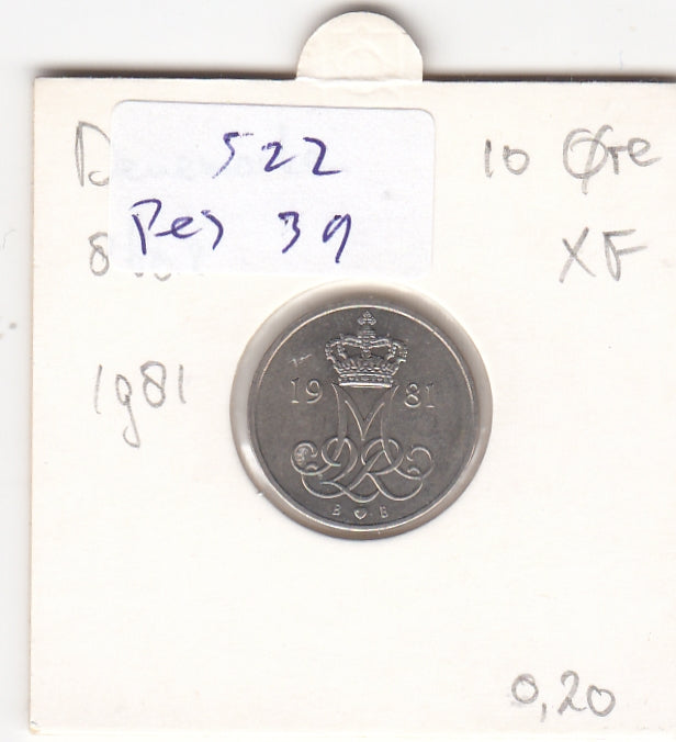 S22-RES-0039 Danmark 10 ore XF/UNC 1981 KM860