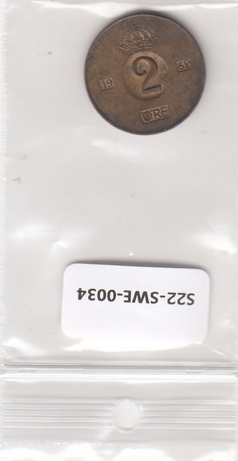 S22-SWE-0034 Sweden 2 ore VF 1962 KM821
