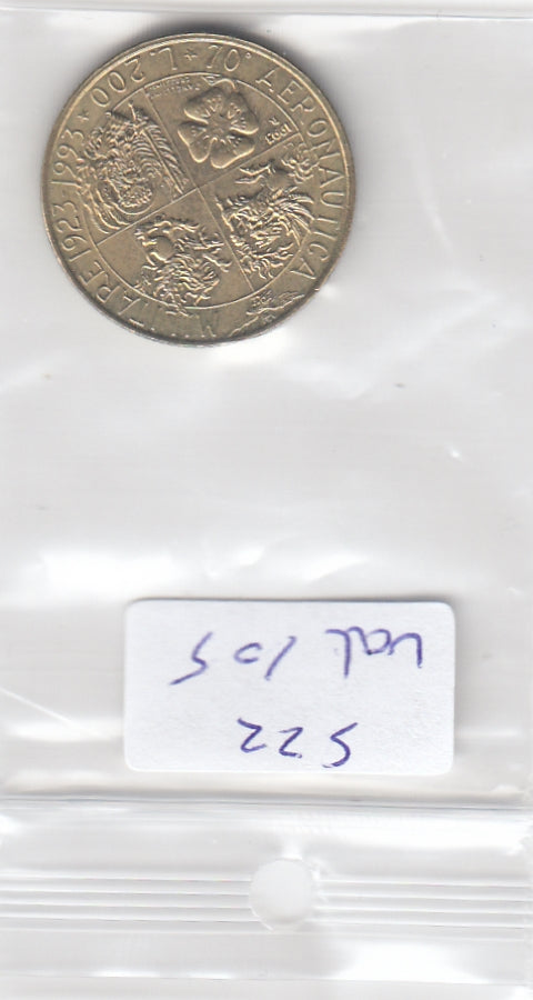 S22-VAT-0105 Italy 200 Lire XF 1993 KM155  Aviation