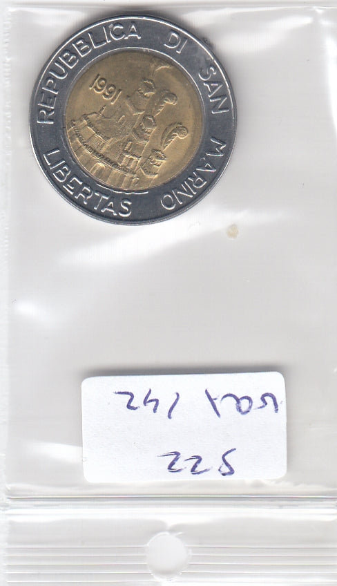 S22-VAT-0142-M06 San marino 500 Lire UNC 1991 KM269   Terra Ospitale 1944