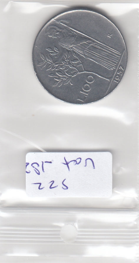 S22-VAT-0182 Italy 100 lire VF 1957 KM96.1