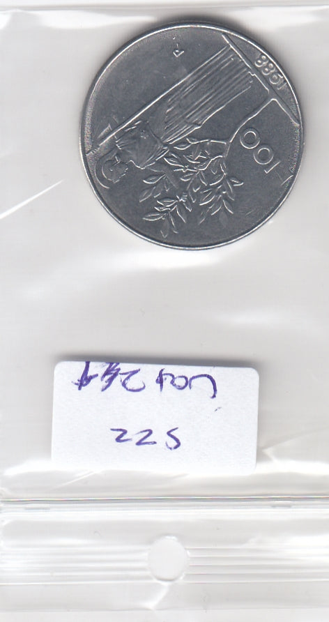 S22-VAT-0249 Italy 100 lire VF 1988 KM96.1