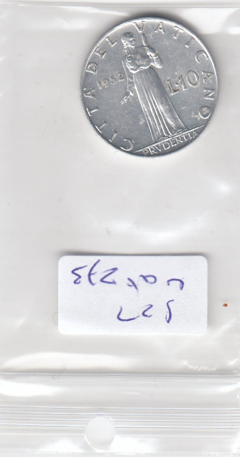 S22-VAT-0273 Vaticaan 10 lire VF/XF 1952 KM52