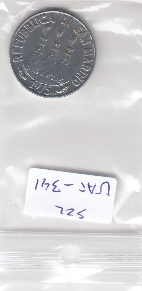 S22-VAT-0341 San Marino 50 lire XF 1975 KM45  Fishes