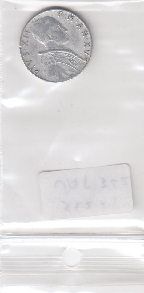 S22-VAT-0362 Vatican City 5 lire VF 1953 KM51  Pope Pius XII