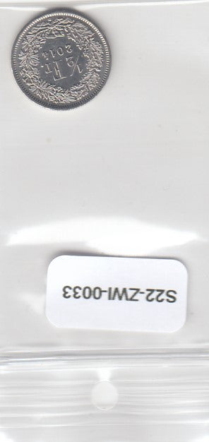 S22-ZWI-0033-M07 Switzerland 1/2 Franc AU 2014 KM23a B