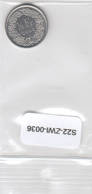 S22-ZWI-0036-M07 Switzerland 1/2 Franc VF 2011 KM23a B
