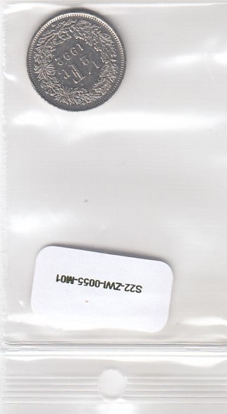 S22-ZWI-0055-M06 Switzerland 1/2 Franc VF/XF 1992 KM23a B