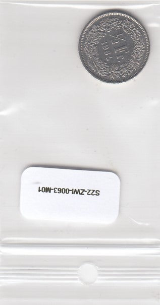 S22-ZWI-0063-M02 Switzerland 1/2 Franc VF+ 1984 KM23a