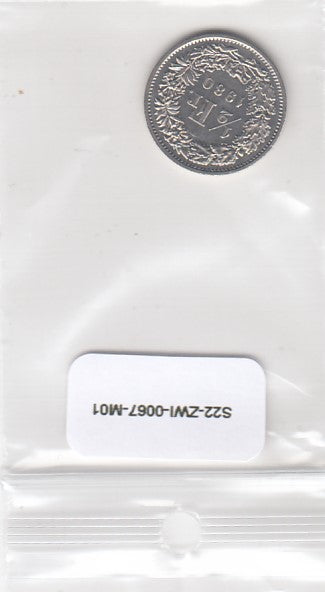 S22-ZWI-0067-M05 Switzerland 1/2 Franc VF 1980 KM23a