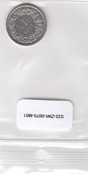 S22-ZWI-0070-M02 Switzerland 1/2 Franc VF 1977 KM23a