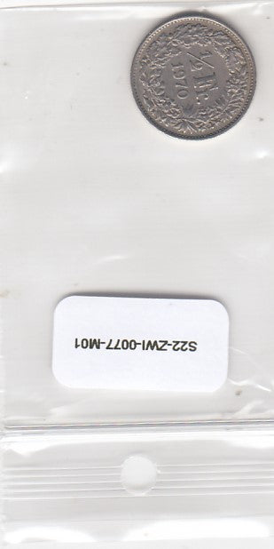 S22-ZWI-0077-M02 Switzerland 1/2 Franc VF 1970 KM23a