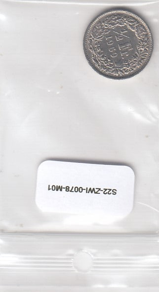 S22-ZWI-0078-M03 Switzerland 1/2 Franc VF 1969 KM23a